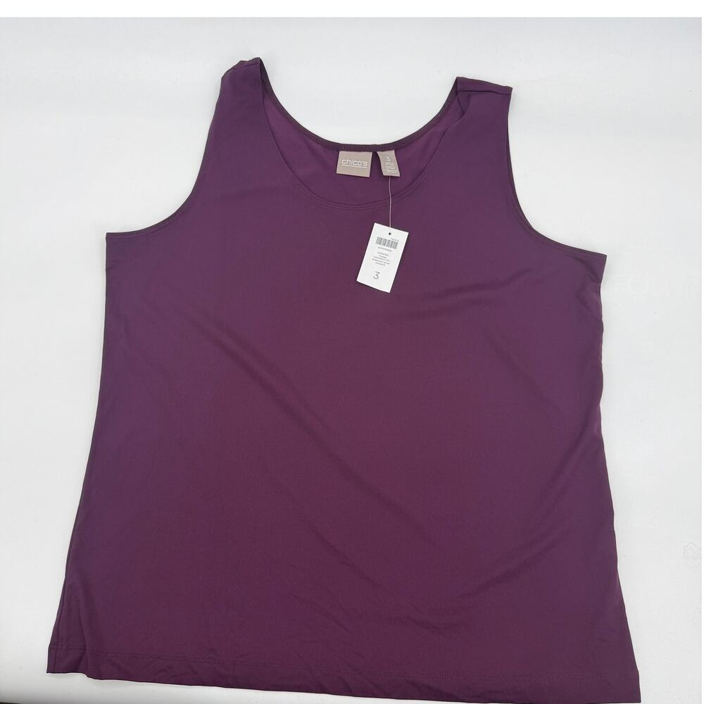 New CHICO's Microfeel Cami Tank Size 3/ XL Burgundy Sleeveless Layering Knit Top